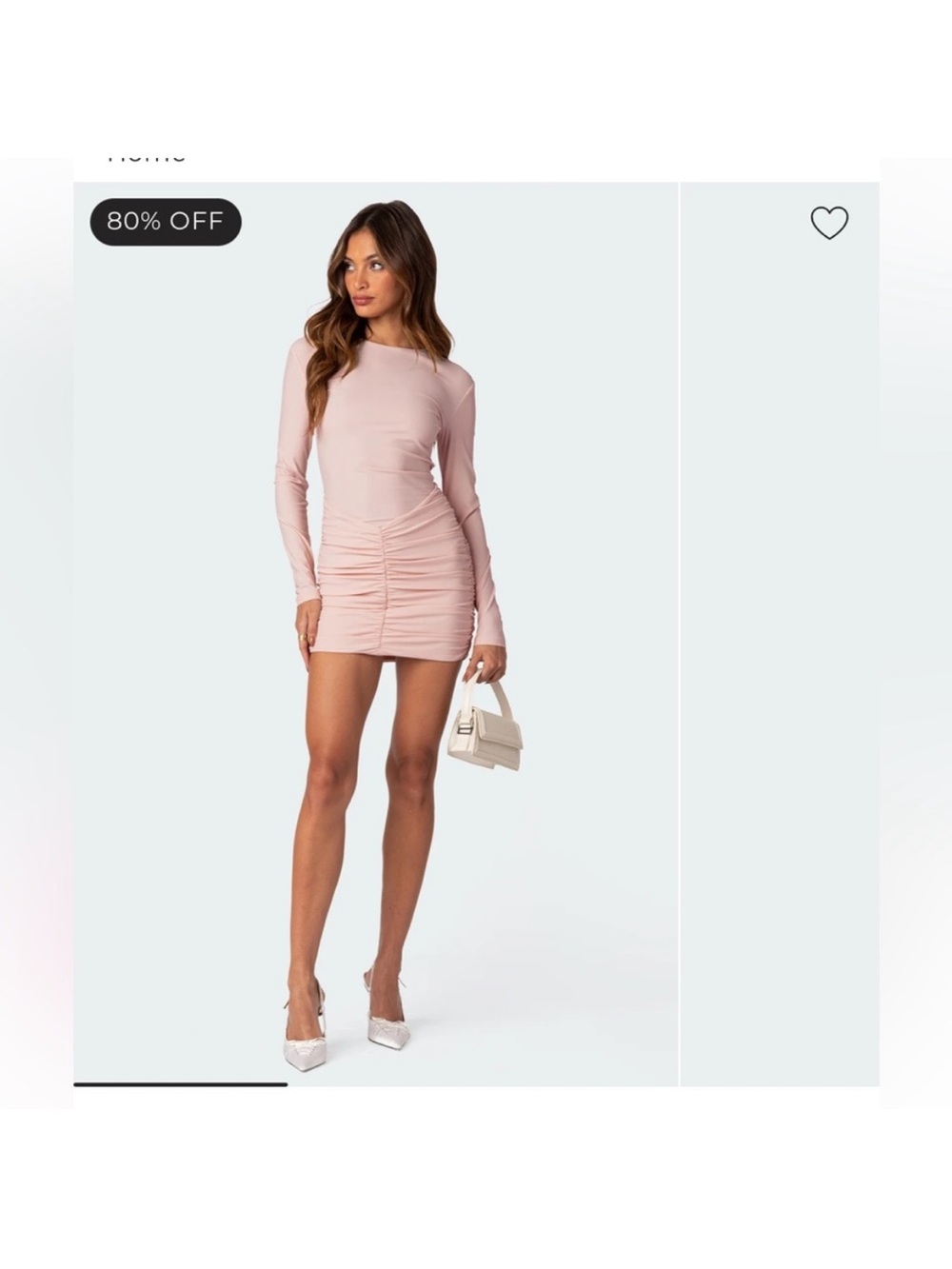 Edikted Blush Pink Long-Sleeve Ruched Mini Dress